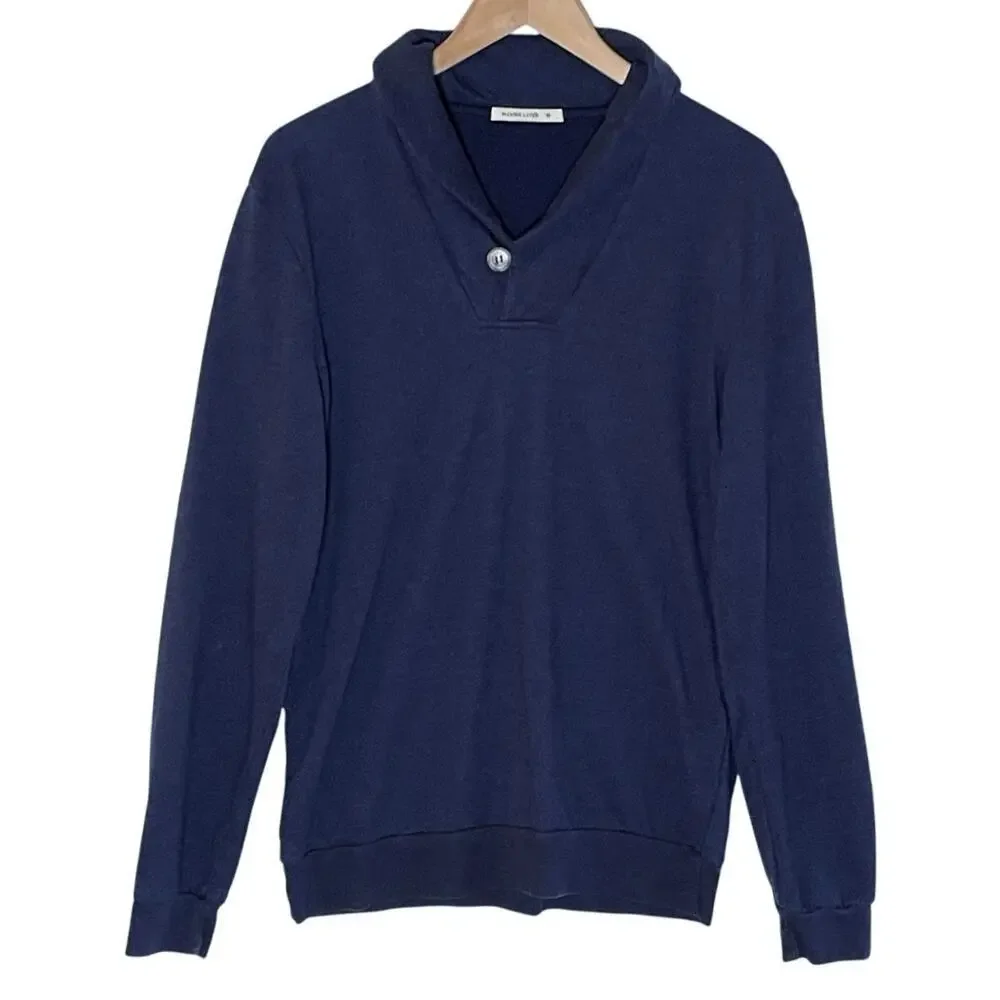 MARINE LAYER Men’s Woodside Navy Blue Shawl Collar Popover medium